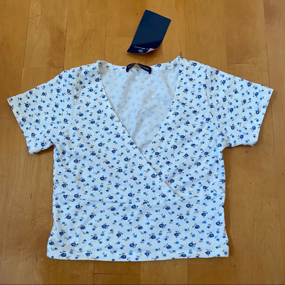 Brandy Melville Blue Floral Amara Top NWT